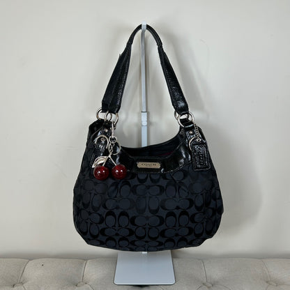 Coach Maggie Black Signature Monogram 3 Compartment Shoulder Bag M1294-23116E