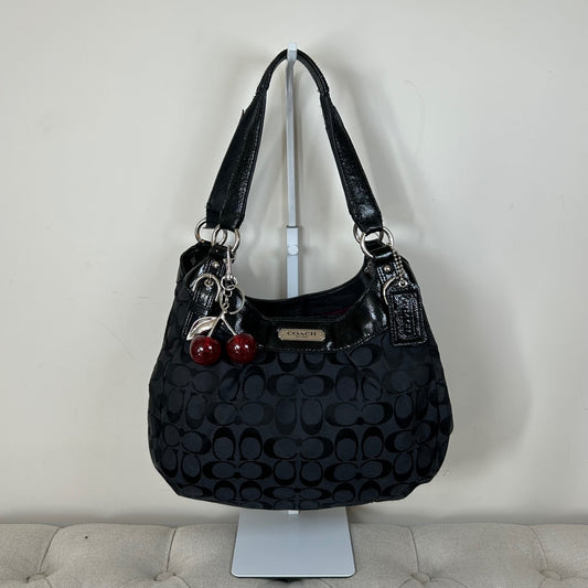 Coach Maggie Black Signature Monogram 3 Compartment Shoulder Bag M1294-23116E
