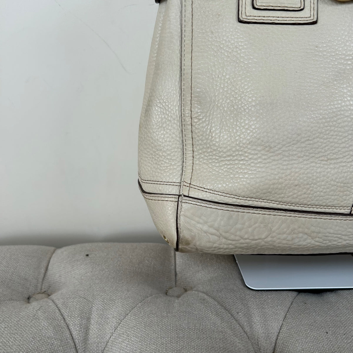 Coach Hampton Beige Pebbled Leather Shoulder Bag J0693-10530