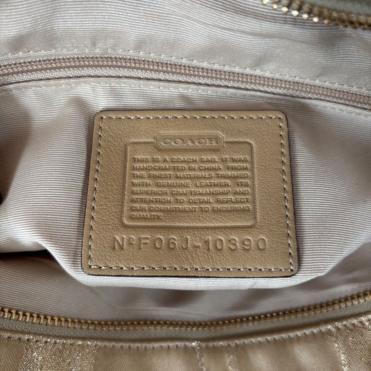 Coach Gold Glitter Monogram Canvas Tote Shoulder Bag F06J-10390
