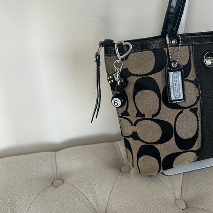 Coach Black Monogram Stripe Tote Bag C1305-F21950