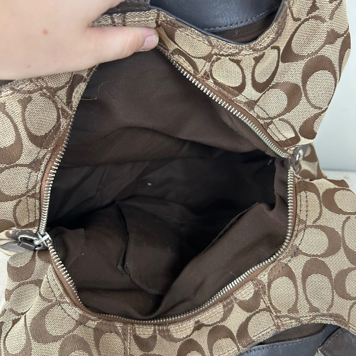Coach Maggie Brown Signature Monogram Large Shoulder Bag E1193-F17403