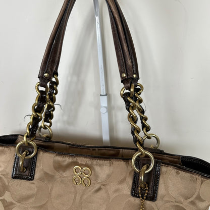 Coach Beige Signature Monogram Tote Shoulder Bag J1020-16410