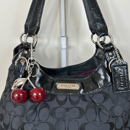Coach Maggie Black Signature Monogram 3 Compartment Shoulder Bag M1294-23116E
