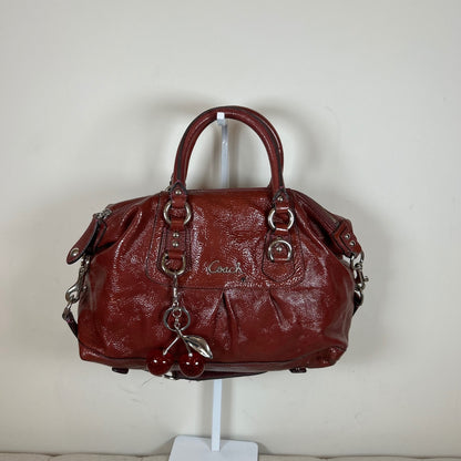 Coach Ashley Dark Red Patent Leather Convertible Shoulder Bag J1149-F15455