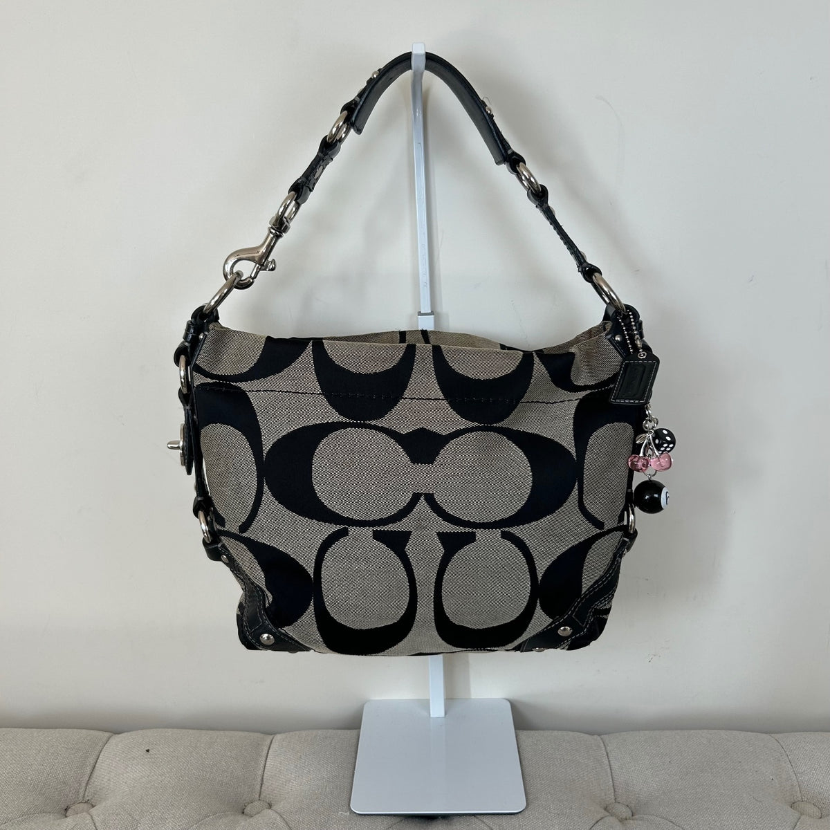 Coach Black Monogram Carly Shoulder Bag G0826-12871