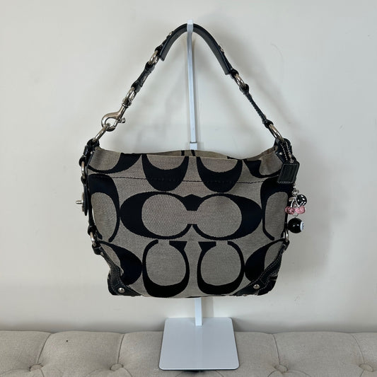 Coach Black Monogram Carly Shoulder Bag G0826-12871