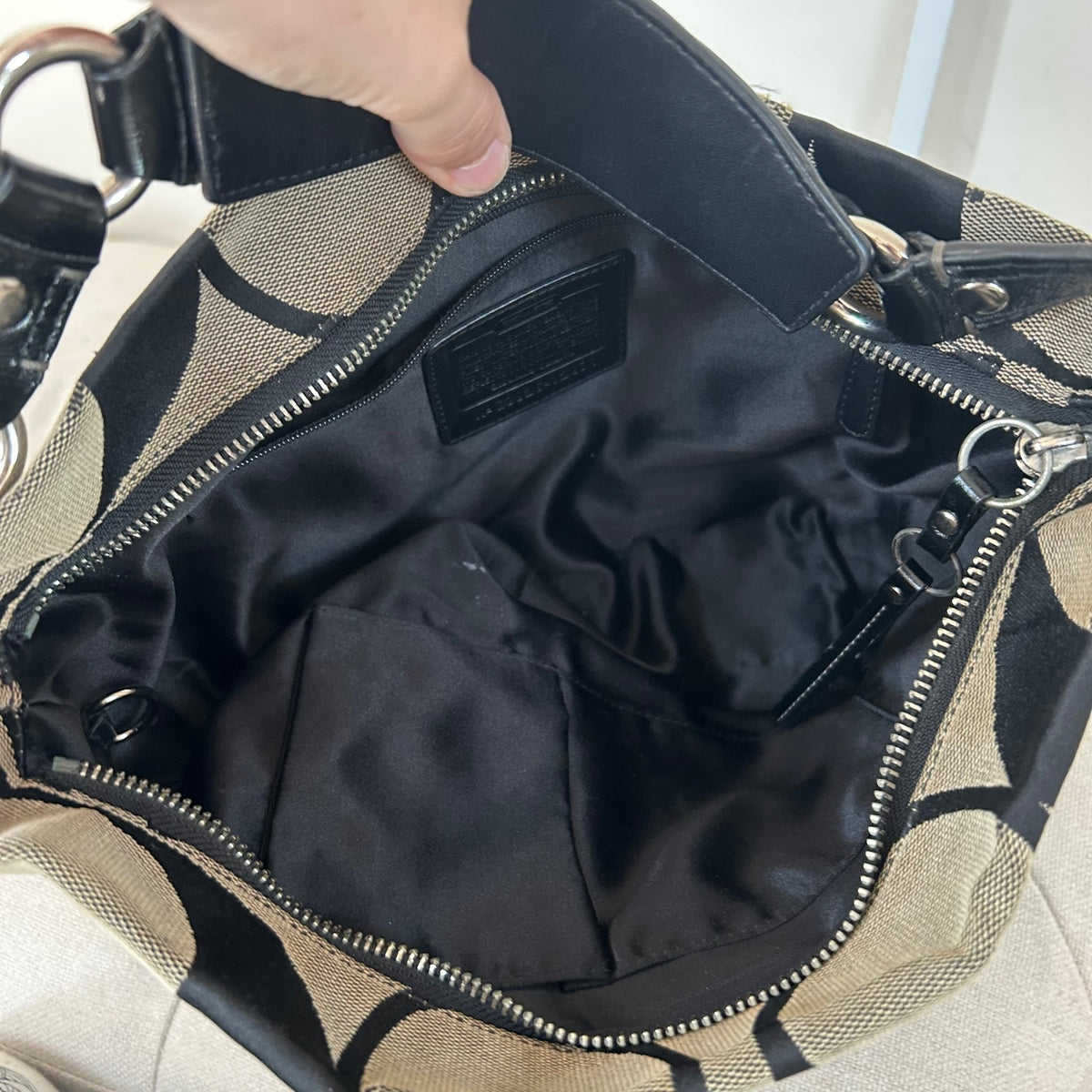 Coach Black Monogram Carly Shoulder Bag G0826-12871