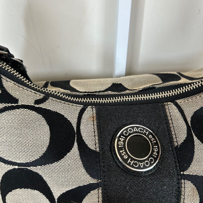 Coach Black Large Signature Stripe Hobo Shoulder Bag A1261-F19281