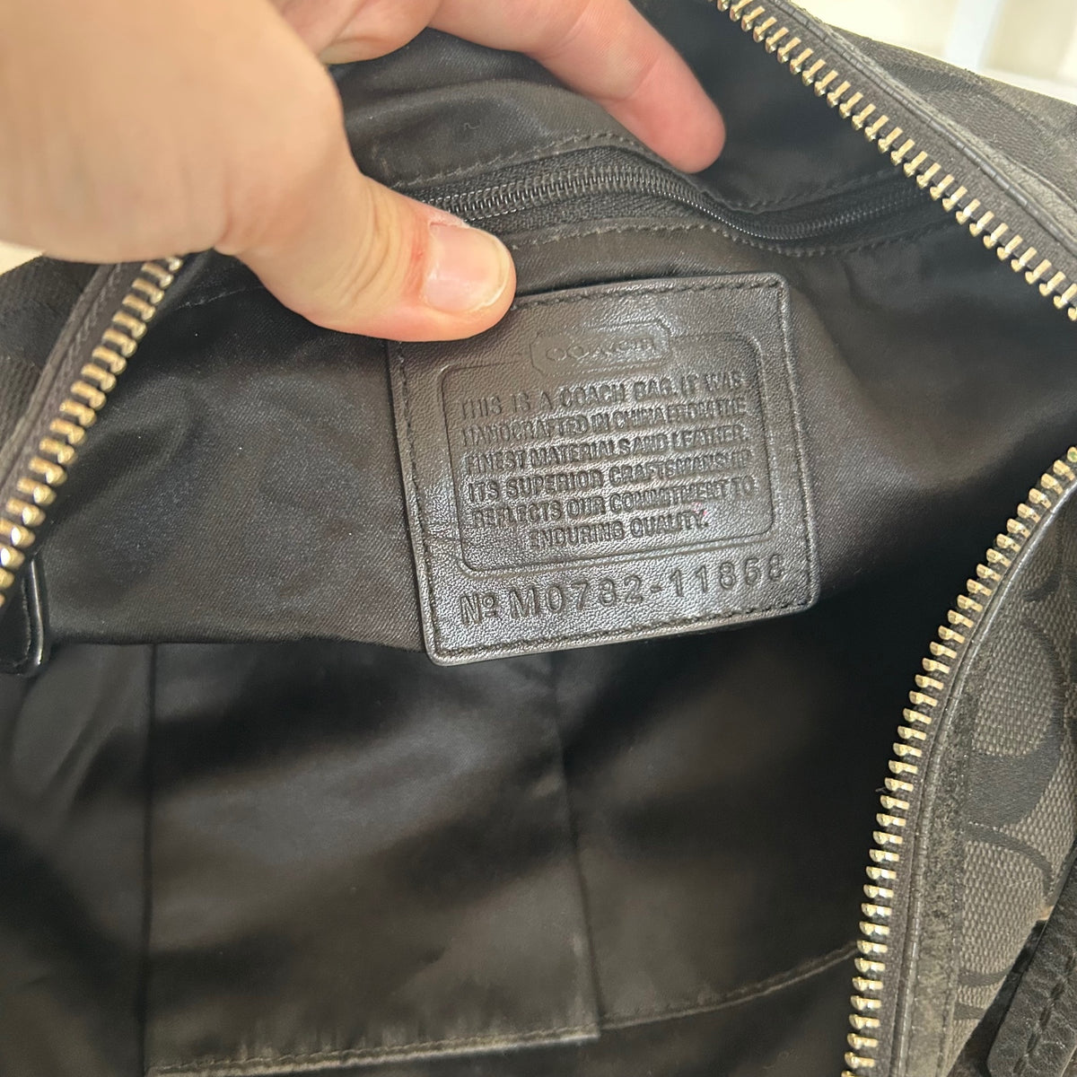 Coach Black Monogram Hobo Shoulder Bag with Plait Strap M0782-11858