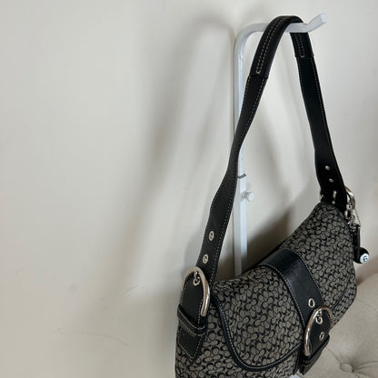 Coach Soho Large Black Signature Monogram Shoulder Bag E06W-6808