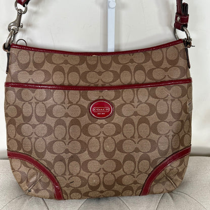 Coach Brown Patent Leather Red Detail One Strap Shoulder Bag H1276-F19823