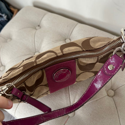 Coach Brown Signature Monogram Pink Stripe Mini Shoulder Bag Y2K B1305-F19218