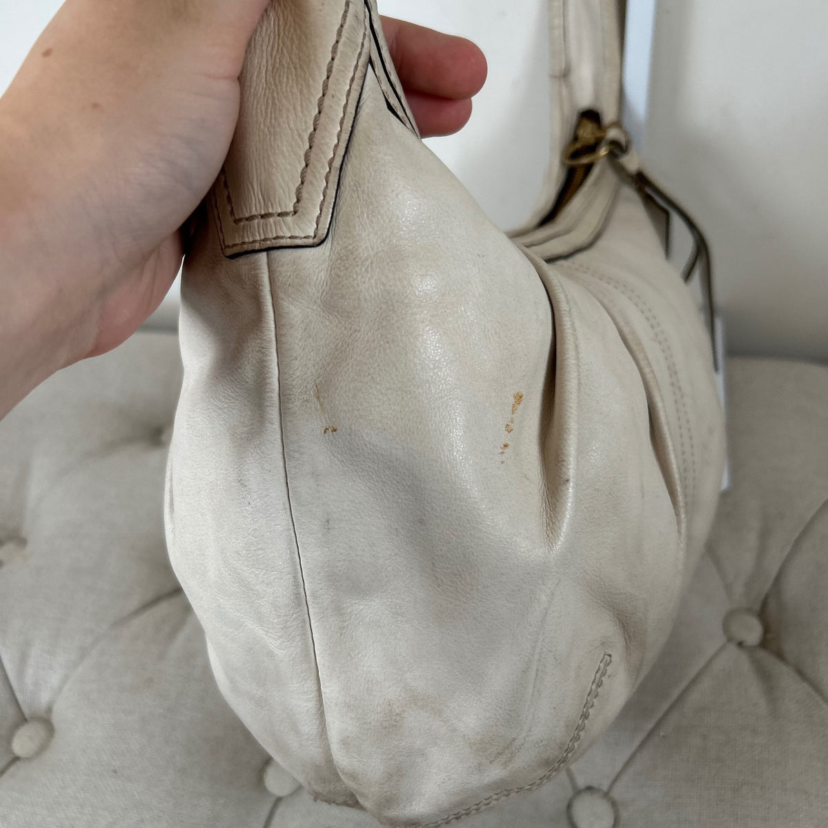 Coach White Leather Ergo Hobo Shoulder Bag B0882-12235