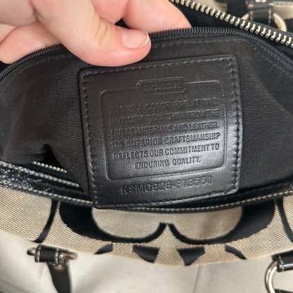 Coach Black Signature Monogram Stripe Tote Shoulder Bag M0926-F13551