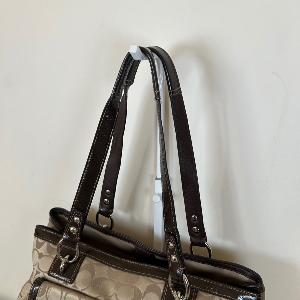 Coach Beige & Brown Monogram Shoulder Bag D1276-F19043