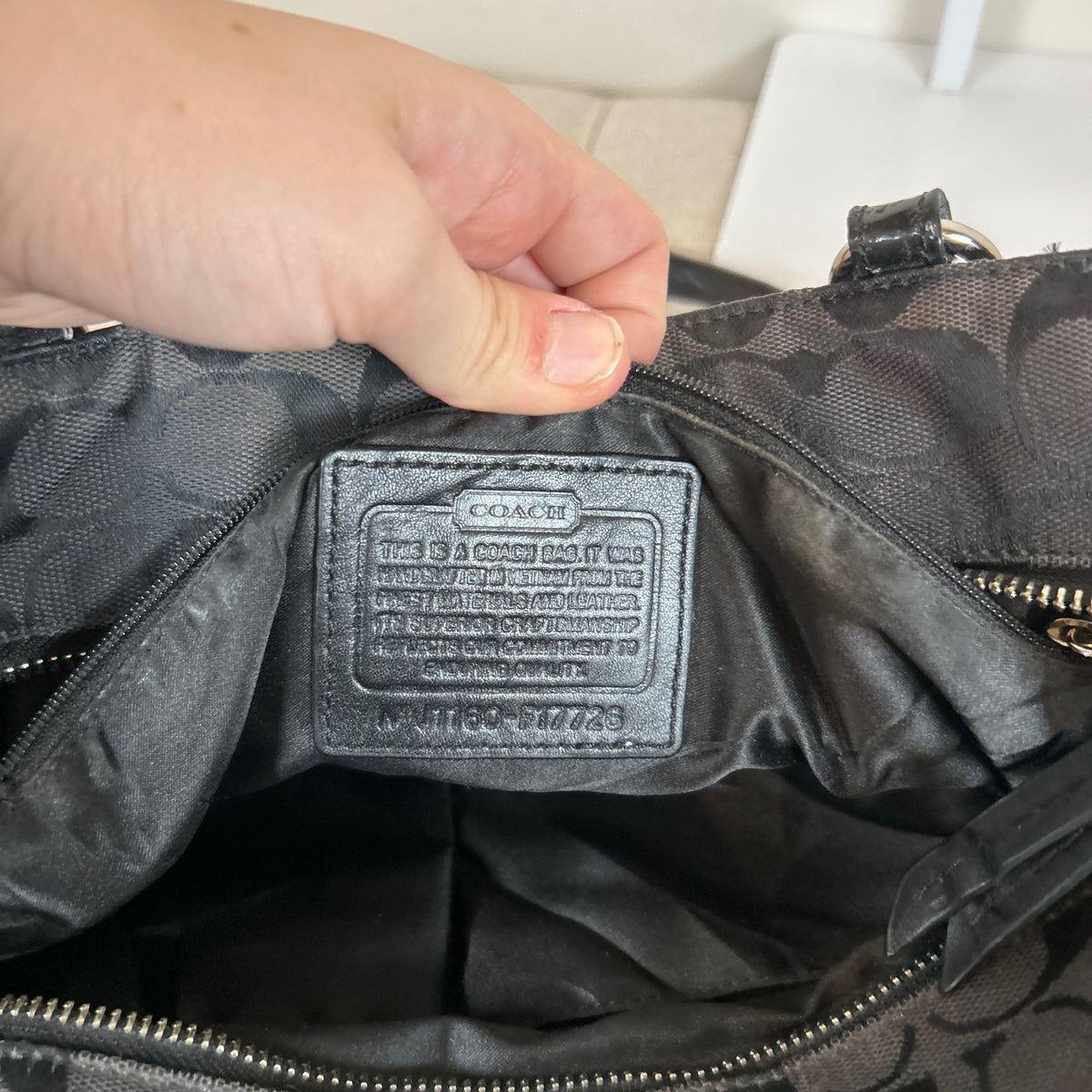 Coach Black Monogram East-West Tote Shoulder Bag J1160-F17726