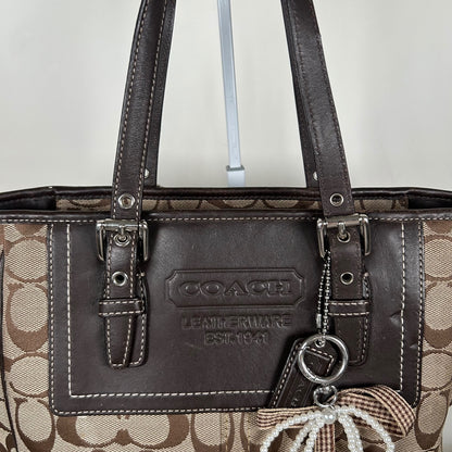 Coach Brown Signature Monogram Hampton Shoulder Bag B0860-F10659