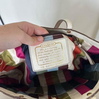 Coach Brown Monogram White Stripe Signature Canvas Shoulder Bag C0768-11098
