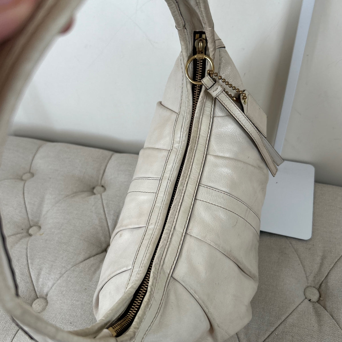 Coach White Leather Ergo Hobo Shoulder Bag B0882-12235