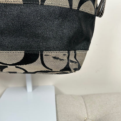 Coach Black Signature Stripe Monogram Tote Shoulder Bag F1182-F17433
