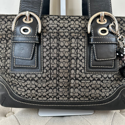Coach Black Monogram Soho Tote Shoulder Bag M0778-F10927