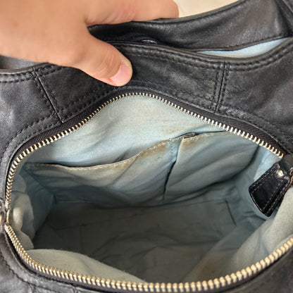 Coach Black Leather Hobo Buckle Front Shoulder Bag D1125-F17219