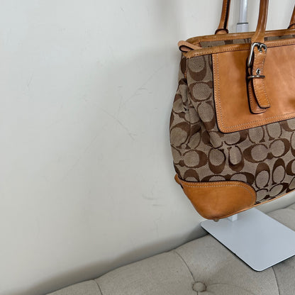 Coach Beige Hampton Monogram Shoulder Bag J3J-6366