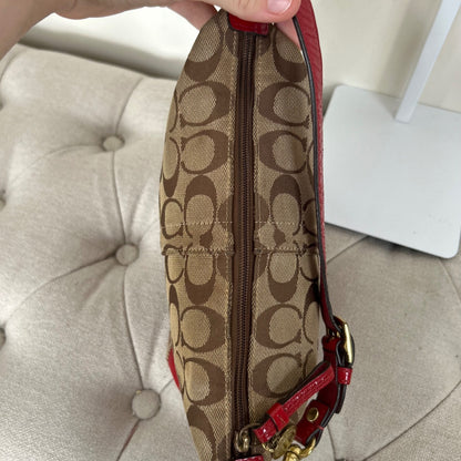 Coach Brown Mini Legacy Clutch Shoulder Bag with Red Stripe E0868-41642