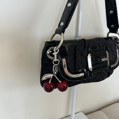 Guess Black Monogram Silver G Shoulder Bag