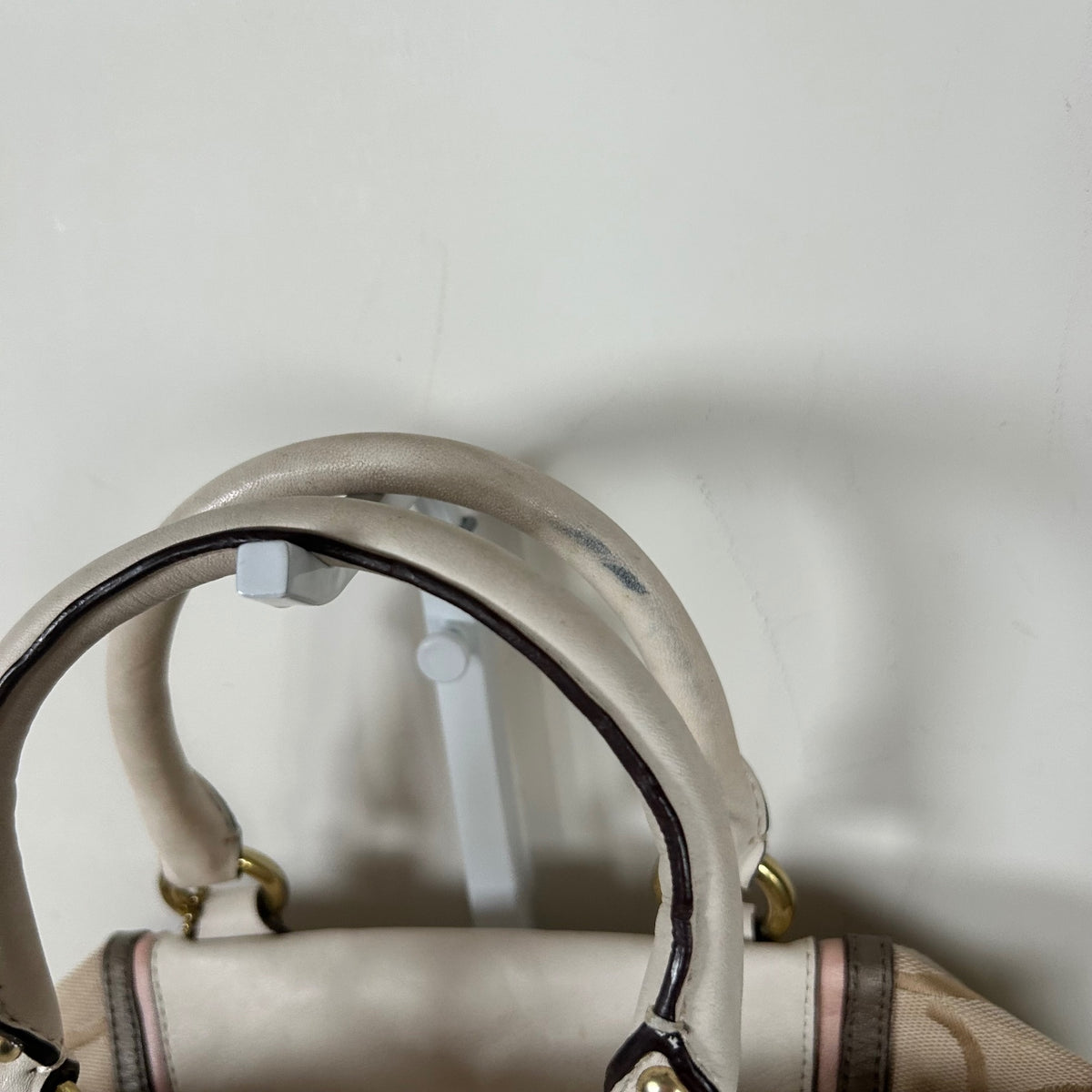 Coach Ashley Beige Monogram Convertible Shoulder Bag E1249-F17447