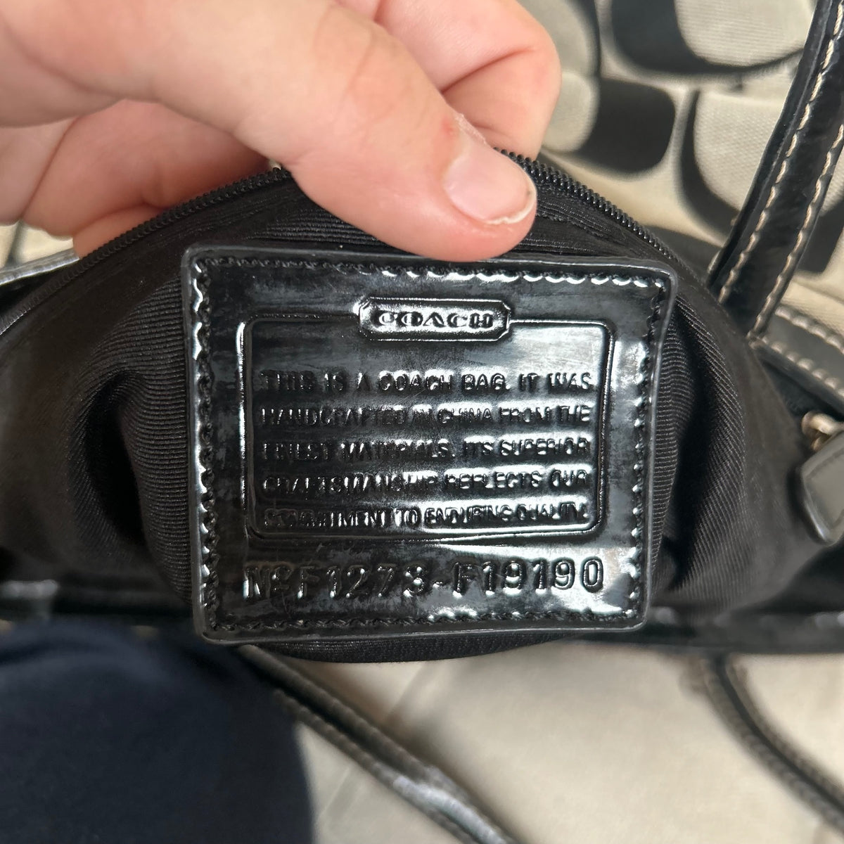 Coach Black Monogram Kisslock Middle 3 Compartment Shoulder Bag F1273-F19190