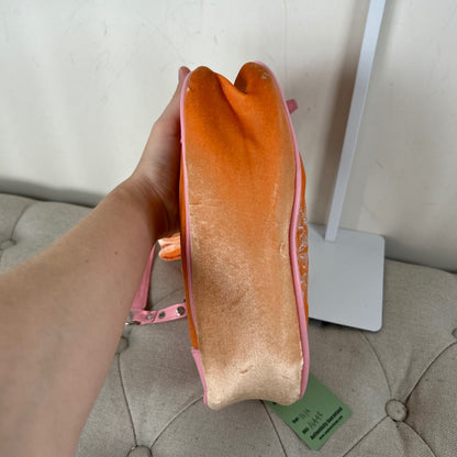 Y2K Juicy Couture Orange Velour Mini Shoulder Bag with Pink Detailing