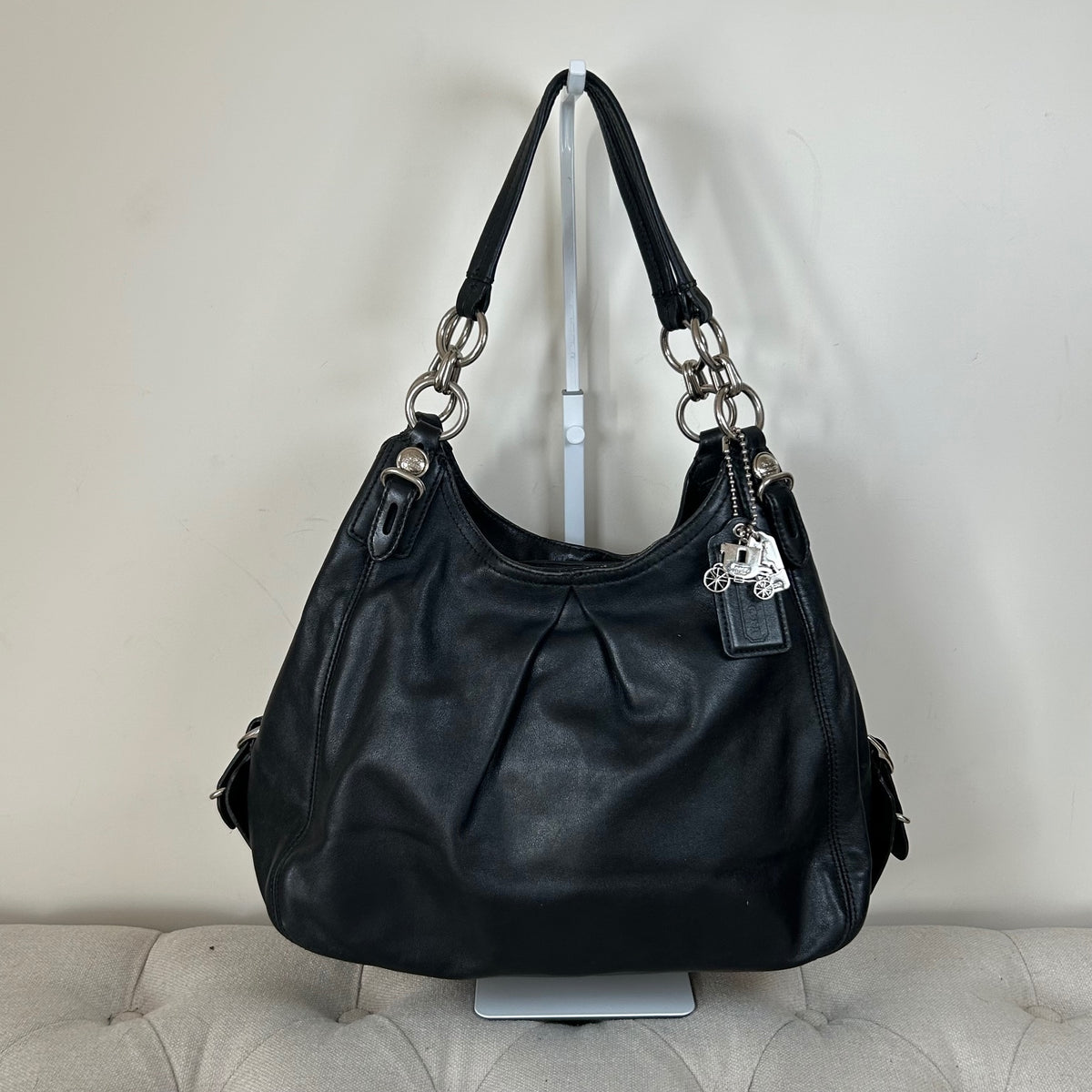 Coach Maggie Black Leather 3 Compartment Shoulder Bag J01073-15742