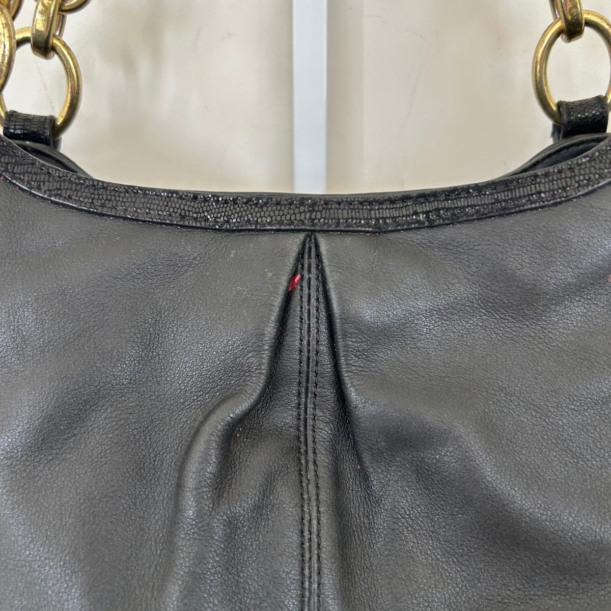 Coach Black Leather Shoulder Bag Handbag Purse Gold Hardware C1375-F20812
