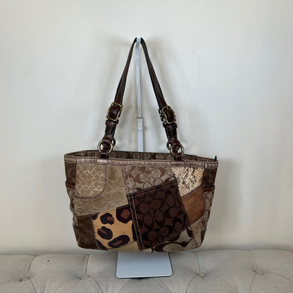 Rare Coach Brown Signature Patchwork East-West Shoulder Bag G0893-12902