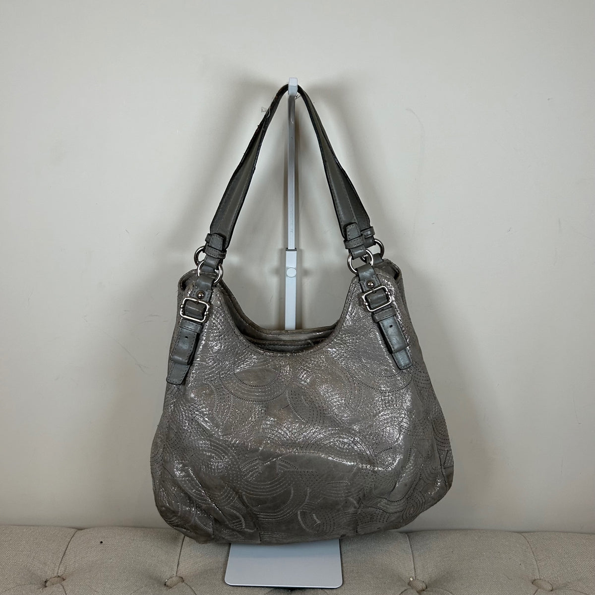 Coach Silver Monogram 3 Compartment Maggie Shoulder Bag F1126-16766