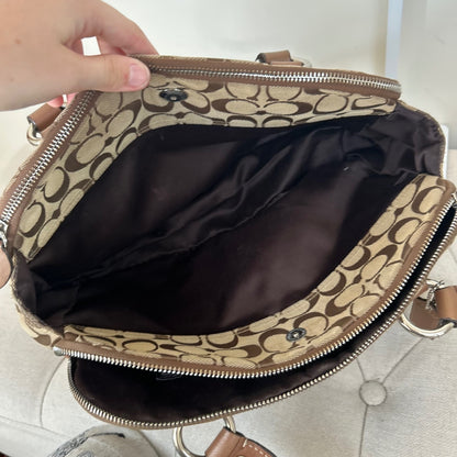 Coach Brown Signature Monogram Satchel Shoulder Bag C1076-F14695