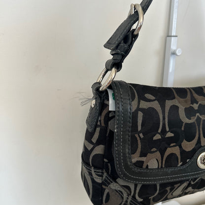 Coach Black Grey Signature Monogram Turnlock Shoulder Bag C0769-10993