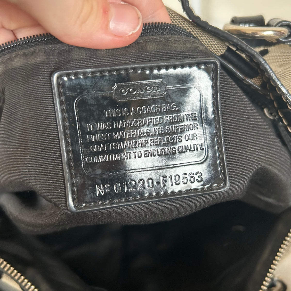 Coach Black Signature Monogram Stripe Tote Shoulder Bag G1220-F19563