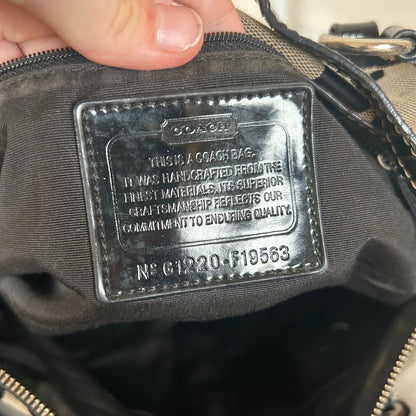 Coach Black Signature Monogram Stripe Tote Shoulder Bag G1220-F19563