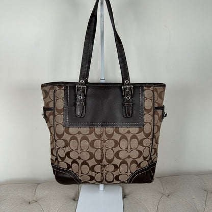 Coach Brown Signature Monogram Hampton Shoulder Bag B0860-F10659
