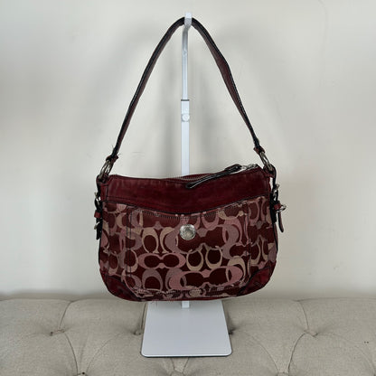 Coach Burgundy Optic Monogram Shoulder Bag D04J-7035