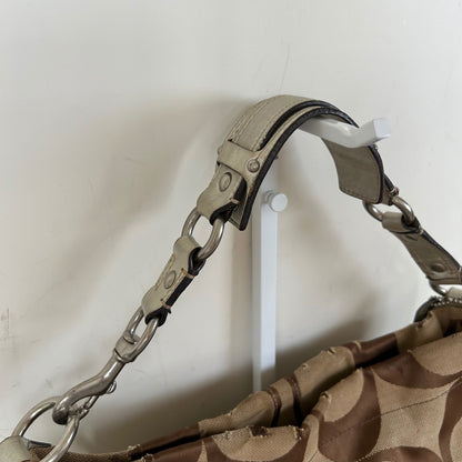 Coach Beige Carly Shoulder Bag with Silver Straps B0826-10619
