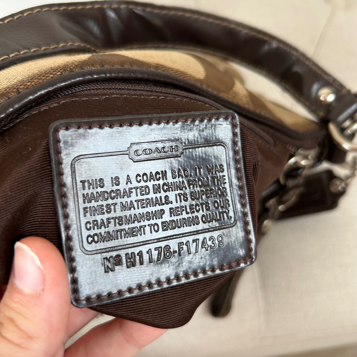 Coach Brown Monogram Stripe Mini Shoulder Bag H1176-F17439