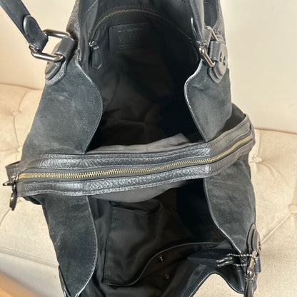 Coach Black Leather & Suede 3 Compartment Shoulder Bag E1750-57647