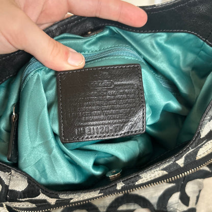 Coach Maggie Black OP Signature Monogram 3 Compartment Shoulder Bag E1120-F17020