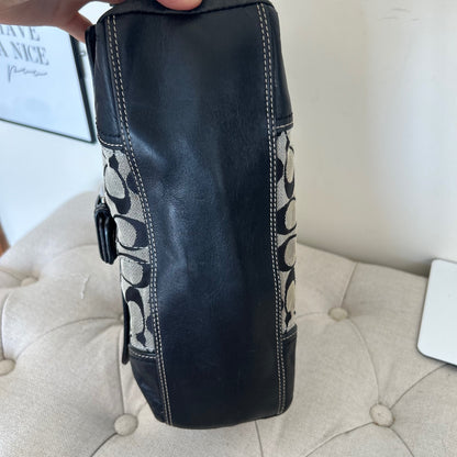 Coach Soho Black Signature Monogram Flap Shoulder Bag E0867-F12641