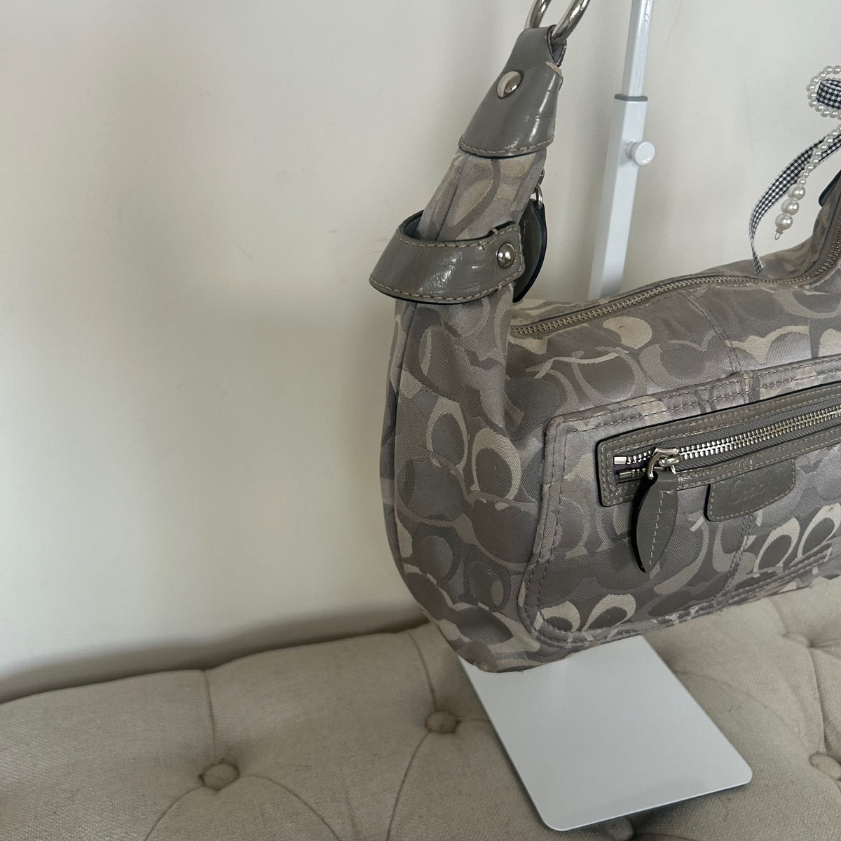 Coach Grey Optic Monogram Shoulder Bag D1063-F15654