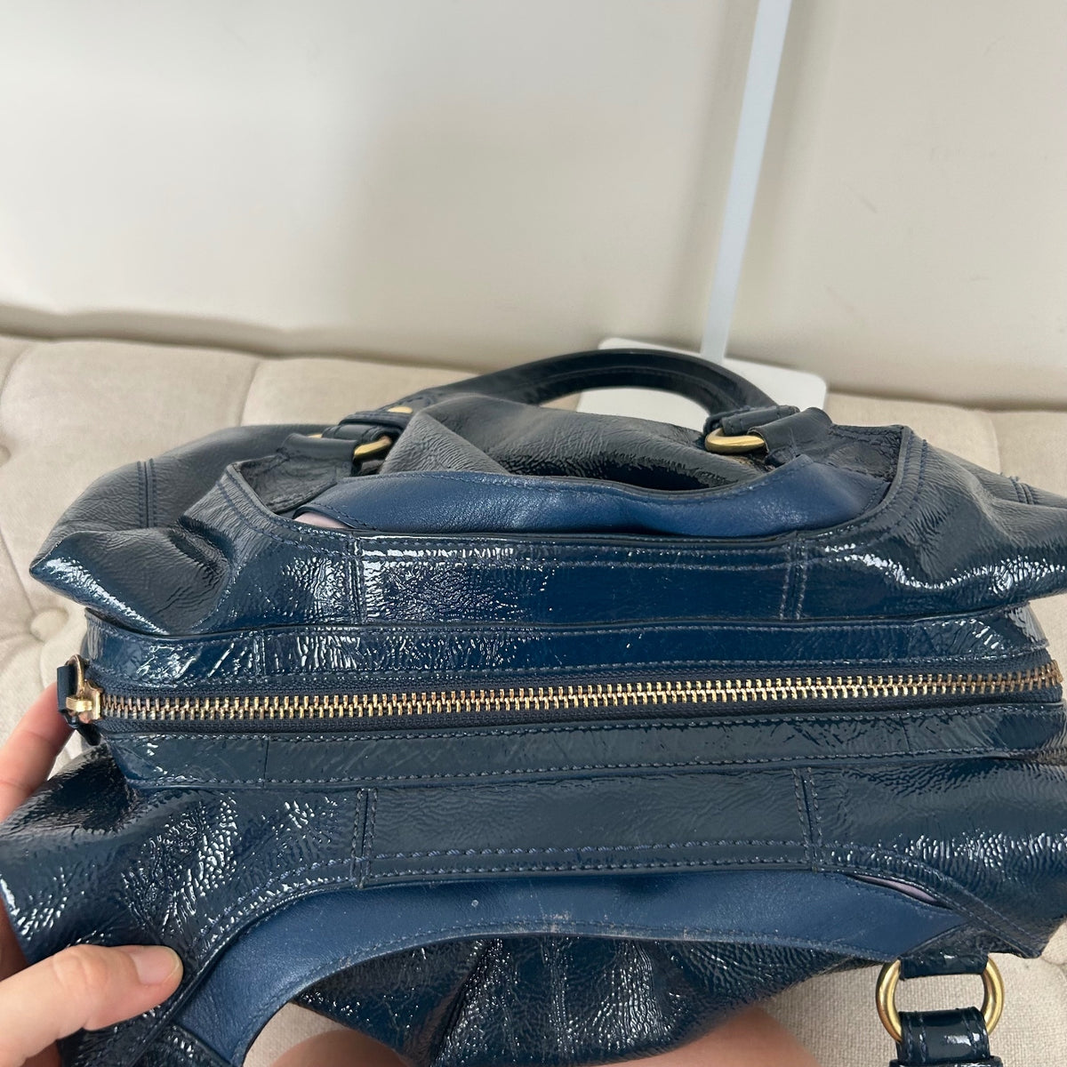 Coach Blue Patent 3 Compartment Shoulder Bag C0982-13900